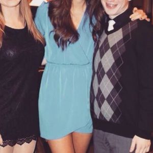 Lulus Blue Ling Sleeve Wrap Dress